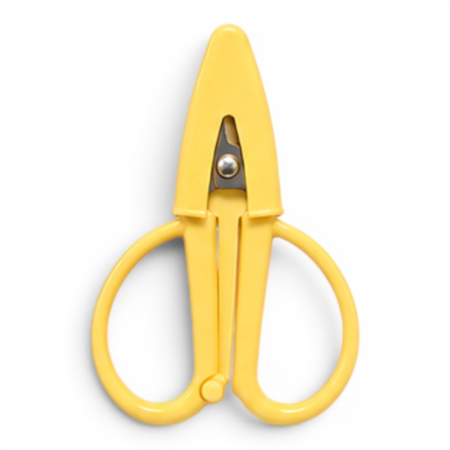 G&A Canvas Co yellow Super Snip mini thread scissors with a protective silicone sleeve and stainless steel blade.