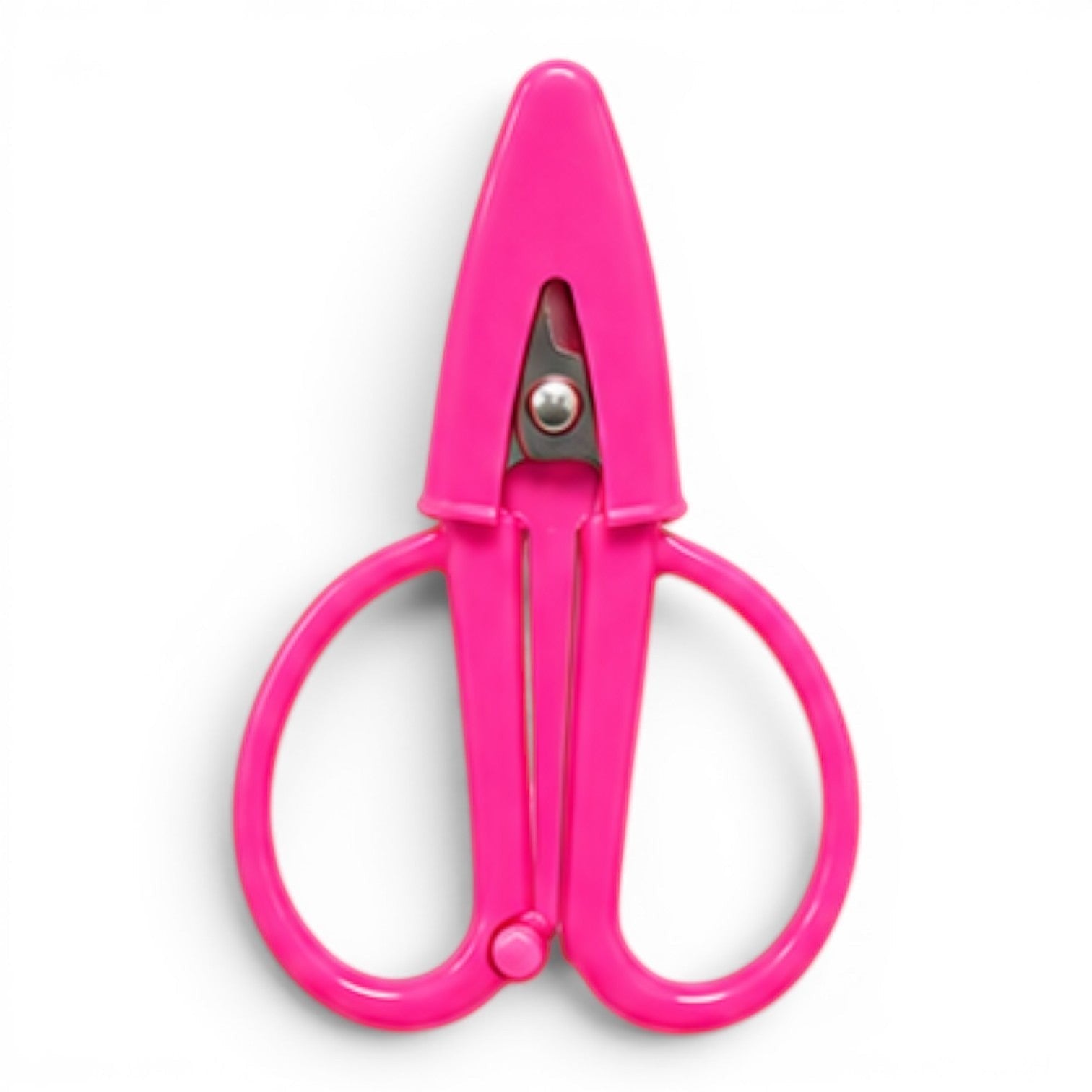 G&A Canvas Co fuchsia Super Snip mini thread scissors with a protective silicone sleeve and stainless steel blades.