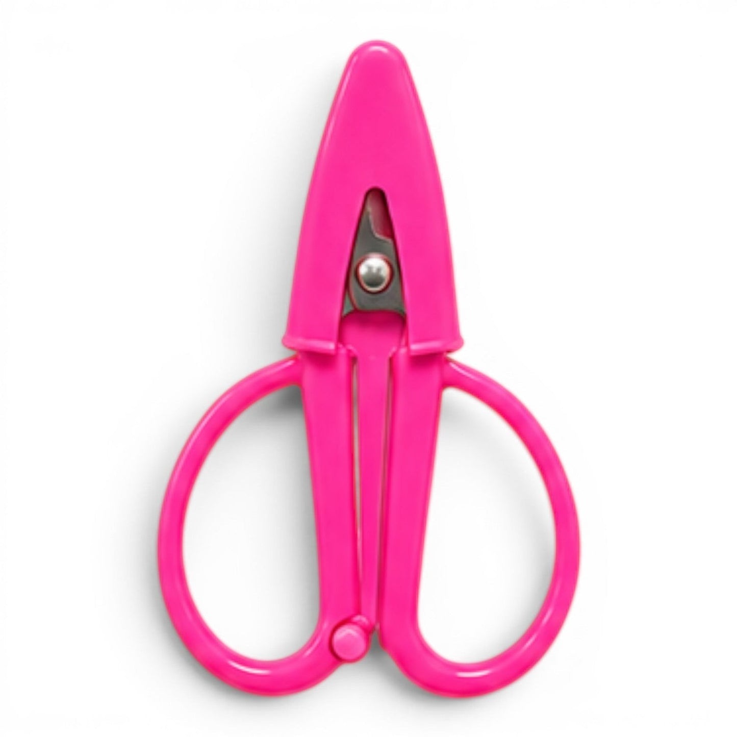 G&A Canvas Co fuchsia Super Snip mini thread scissors with stainless steel blades and protective silicone sleeve.