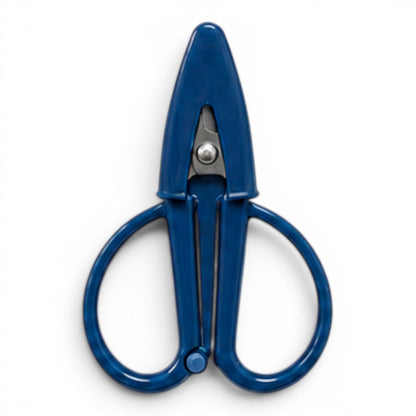 G&A Canvas Co Super Snip mini thread scissors in ink blue with a protective silicone sleeve and stainless steel blades