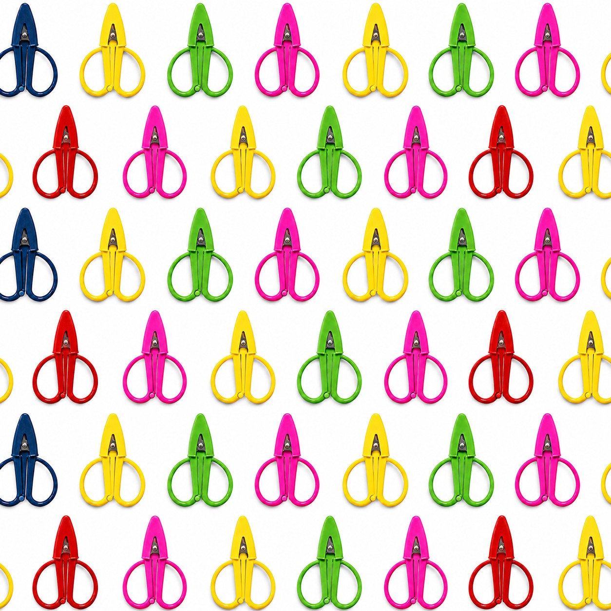 G&A Canvas Co Super Snip mini thread scissors in five bright colors with stainless steel blades and silicone sleeves.