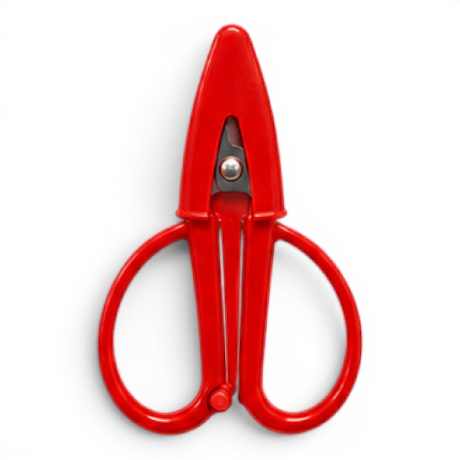 G&A Canvas Co Super Snip mini thread scissors in poppy red with integrated silicone protective sleeve