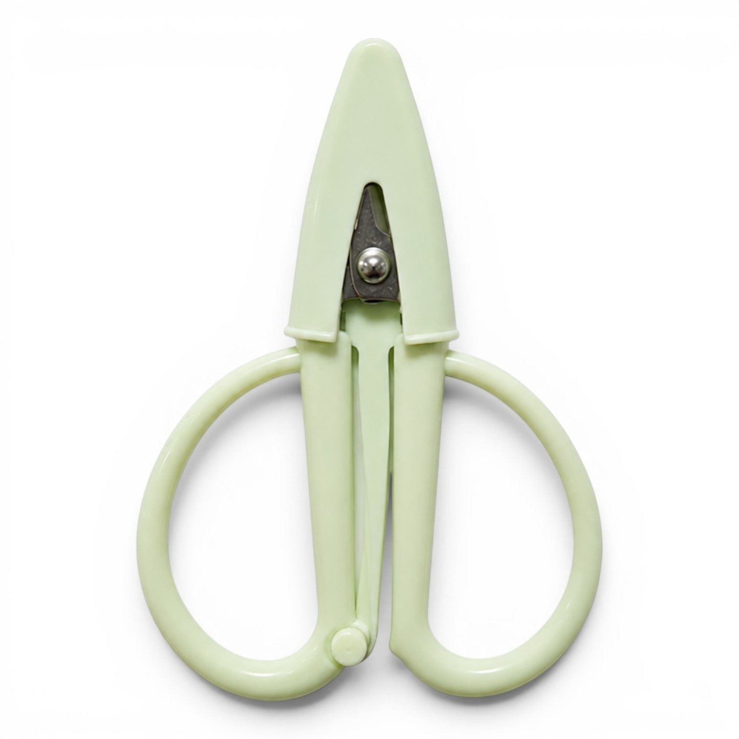 G&A Canvas Co sage green Super Snip mini thread scissors with stainless steel blades and protective silicone sleeve