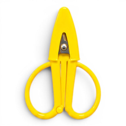 G&A Canvas Co yellow Super Snip mini thread scissors with stainless steel blades and protective silicone sleeve.